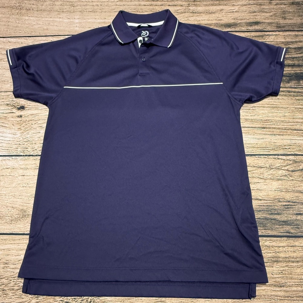 Zero Restriction Polo Shirt Mens Large Navy Blue Tour Series Golf Performance